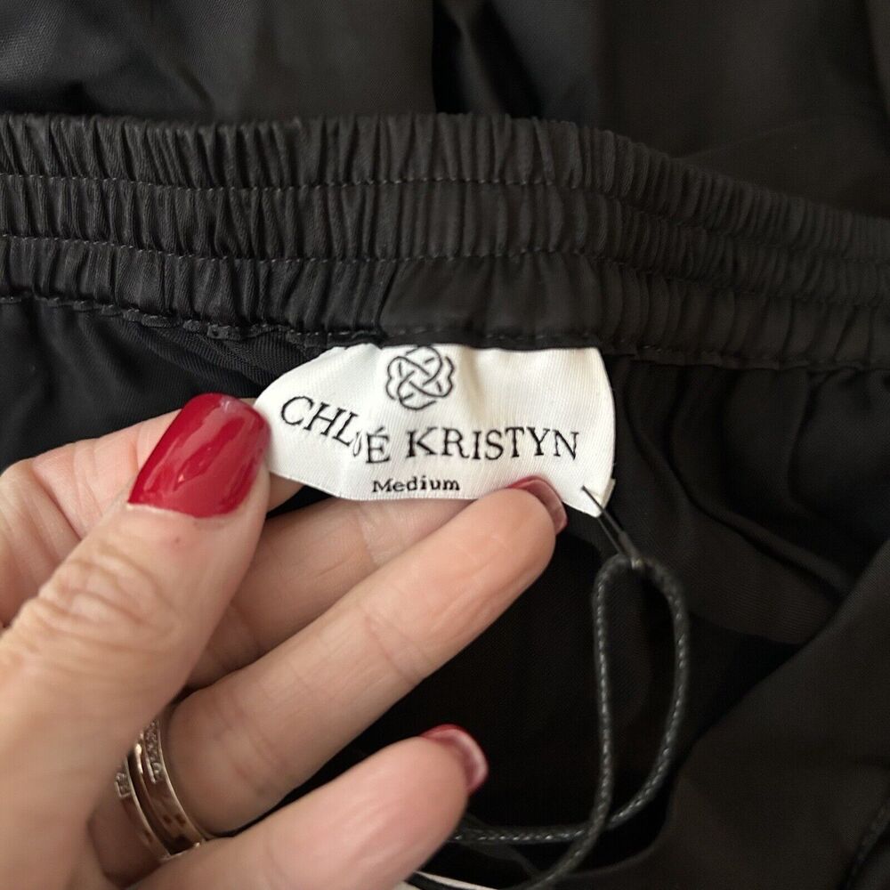 Chloe Kristyn Black Satin Traci Skirt Size Medium NWT - Picture 5 of 8